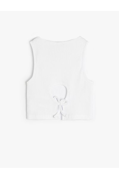 Koton Kurzes Tanktop aus Baumwolle – ärmellos, mit Fensterdetail und gerippt