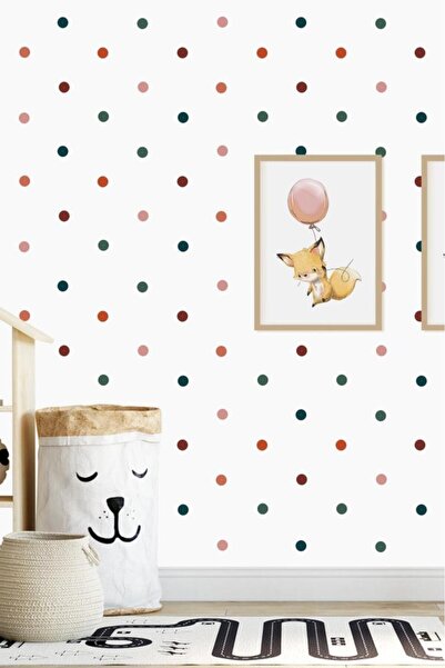 Lizpo Decor 200 قطعة من ملصقات الحائط الدائرية الملونة - تصميم بسيط، ملصقات م...