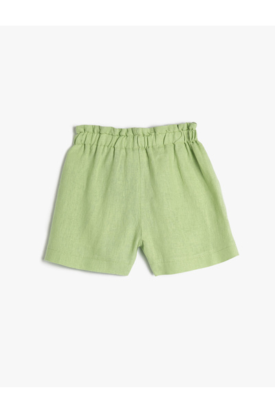 Koton Keten Şort Beli Lastikli Cepli