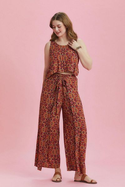 Los banditos Ethnic Patterned Boat Neck Jumpsuit Authentic Plus Size Jumpsuit