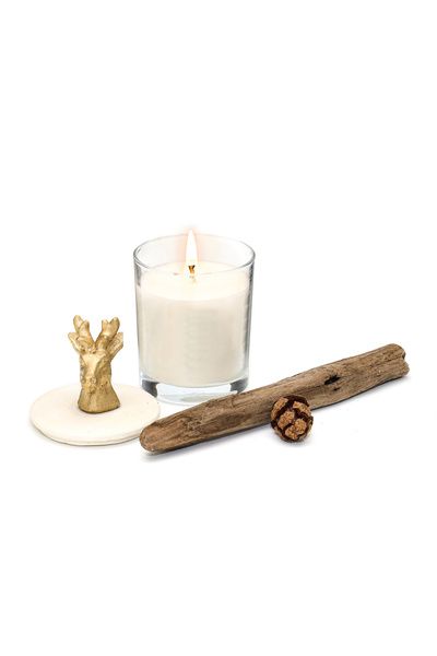Trilya YILBAŞI PARILTISI GEYİK SERAMİK TAŞ KAPAKLI VEGAN  AMBER WOOD KOKULU MUM