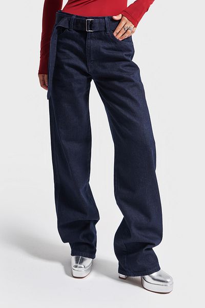 its basic Denim Indigo pentru femei - 7w456 100% bumbac, cu centură, super lung