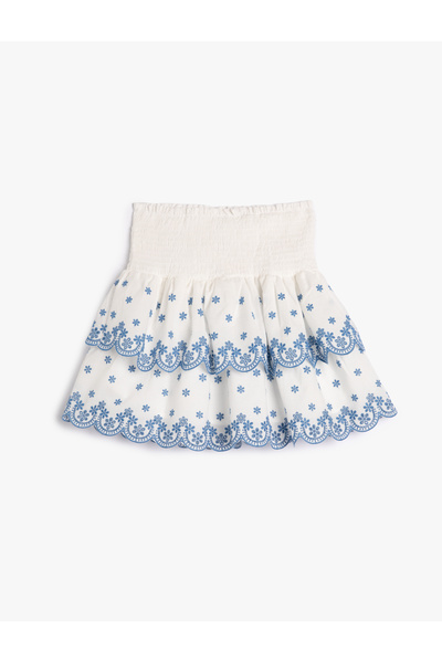 Koton Φούστα με κέντημα φιστό, ψηλόμεση, βαμβακερή