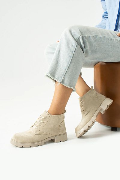 McDark Women's Farmas Beige Suede Half Boots