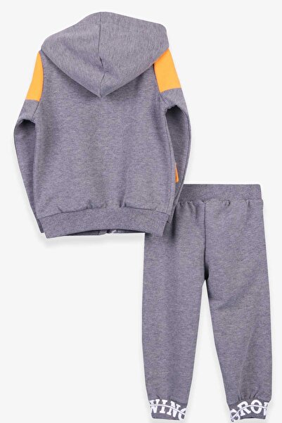 Breeze Erkek Çocuk Eşofman Takımı Baskılı Kapüşonlu 1.5-5 Yaş, Gri Melanj