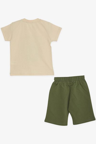 Breeze Boy's Shorts Suit Car Printed Beige Soft (1-4 Years)