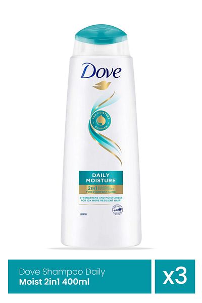 Dove SAMPON 400ML 2IN1 DAILY MOISTURE x 3 pieces