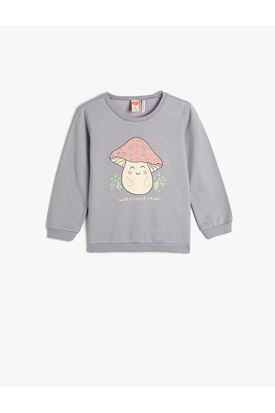 Koton Sweatshirt Rose Gold Crew Neck Printed Cotton