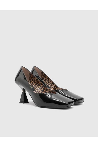 İLVİ Nilda Genuine Patent Leather Women's Black Heeled Shoes