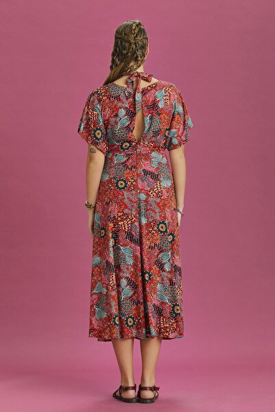 Los banditos Back Window Patterned Cut Out Bohemian Dress