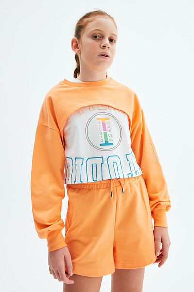Tyess Bg Store - Оранжев суичър за момиче 23Psstj4405