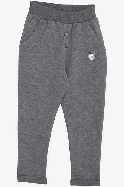 Breeze Dark Gray Melange Embroidered Pocket and Button Accessory for 9 Months-3 Years Old Baby Boy