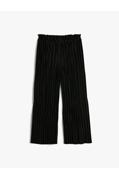 Koton Wide Leg Trousers Elastic Waist Textured