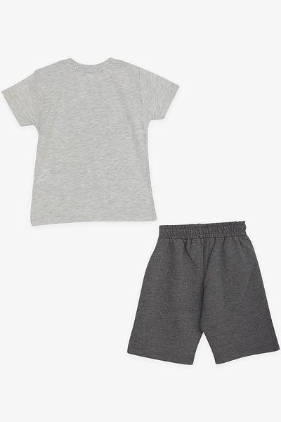 Breeze Boy's Shorts Suit Car Printed 1-4 Years, Light Gray Melange