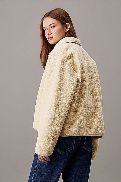 Calvin Klein Ck Jeans Sherpa Overshirt Women Beige Jacket J20J224928-Acx