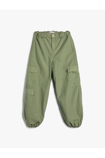 Koton Jogger-Cargohose aus Baumwolle mit Bindetasche an der Taille
