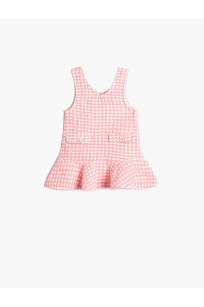 Koton Tweed Salopet šaty s kapsami a volány