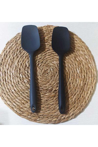 Vi Caro 2Pcs Heat Resistant Purple & Anthracite Silicone Flat Spatula - Use as Spoons