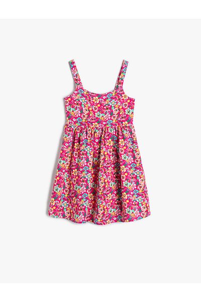 Koton Μίντι Φόρεμα Floral λουράκι ύφασμα βισκόζης