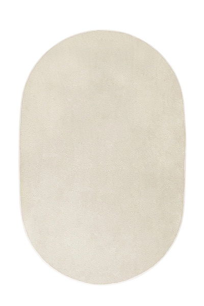 Guaj Home Puffy Peluş Post, Oval Saçaksız Kaymaz Taban Halı 7 Renk GJ Ekru