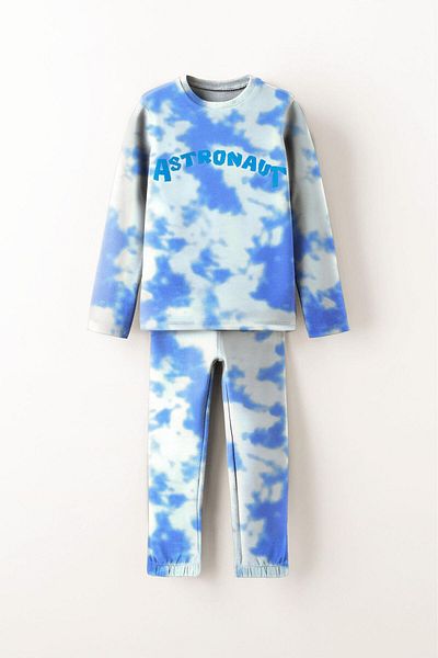 LUESS Boy's Tie-Dye Patterned 100% Cotton Pajamas Set (3-4 Years 8-9 Years)