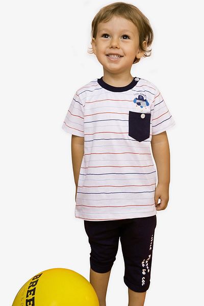 Breeze Baby Boy Capri Pants Suit Ecru Mood 6 Months-2 Years