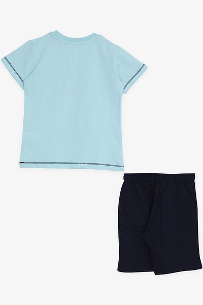 Breeze 1-4 Years Old Boy Blue Set - Skateboarder Puppy Printed