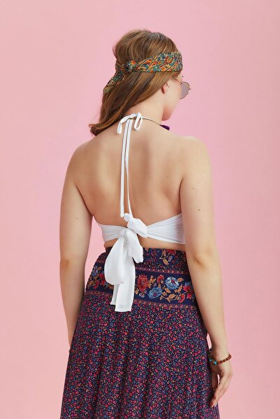 Los banditos Bluză albă de mărime mare, fără spate