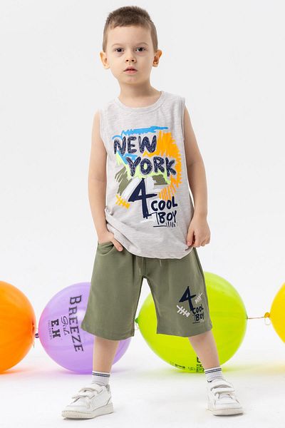 Breeze 1-4 Years Boy's Shorts Set - Beige Melange, Printed