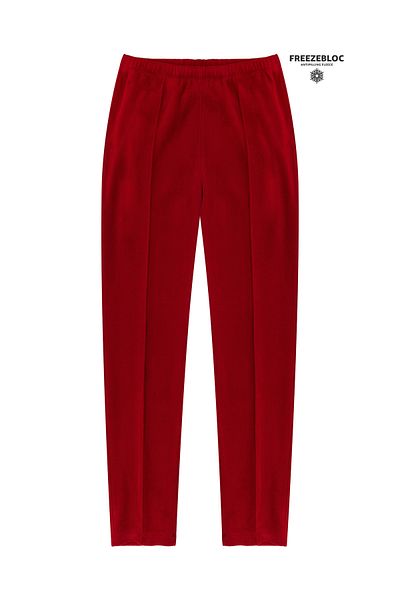 Cottonland High Waist Dark Red Fleece Pants - Mira Classic Cut