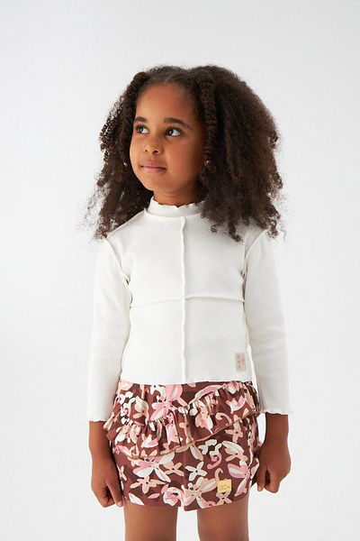 Tyess Bg Store Ecru-T-Shirt für Mädchen 22fw1tj4517