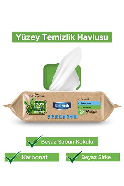 Deep Fresh Biodegradable Surface Cleaning Towel 100 Sheets |   White Soap |   White Vinegar & Baking Soda