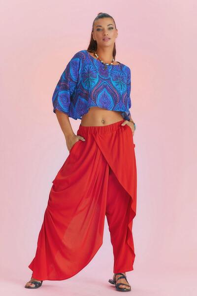 Los banditos Double Breasted Front Detail Elastic Waist Loose Trousers