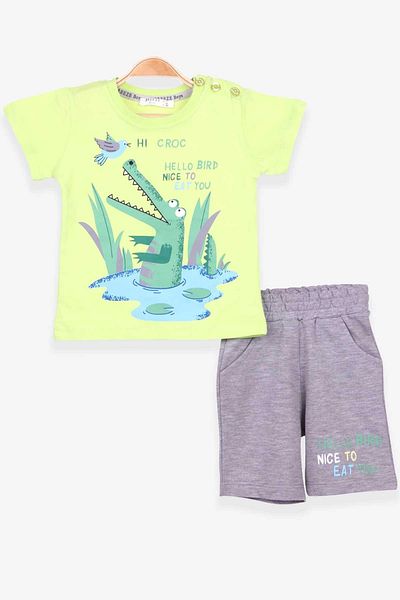 Breeze Boy's Shorts Suit Crocodile Printed, Age 1-4, Pistachio Green