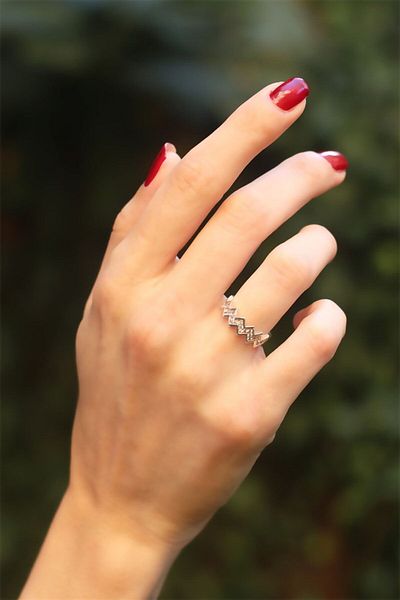 Sose Moda Silver Color Design Ring with Stones