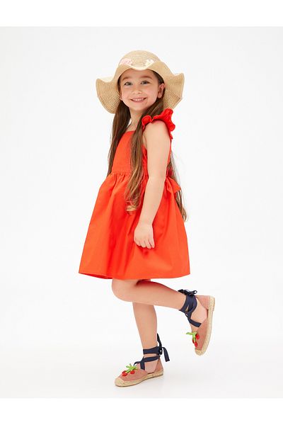Koton Dress Midi Sleeveless Strap Ruffle Cotton