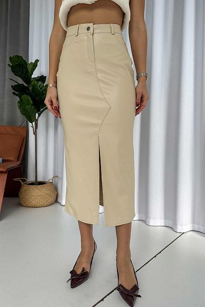 Mine Tan Butik Fusta creion de culoare bej ridicată importată