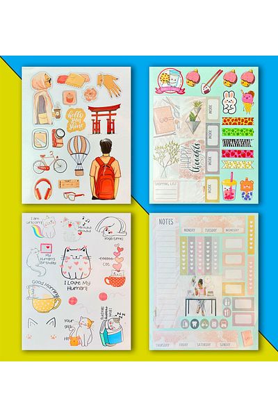 Gift Moda كتاب ملصقات My Dıy مقاس 24*17 سم 16 صفحة بتصميم خاص ملصق ملون