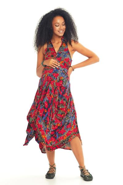 Los banditos Shirt Collar Viscose Maternity Dress