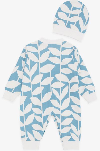 Breeze Baby Boy Rompers Leaf Patterned 0-3 Months-6 Months, Blue