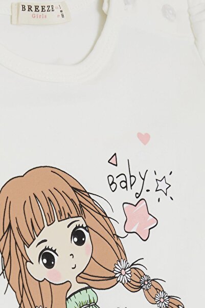 Breeze Girl's Long Sleeve T-Shirt Floral Girl Printed 1-4 Years, Ecru