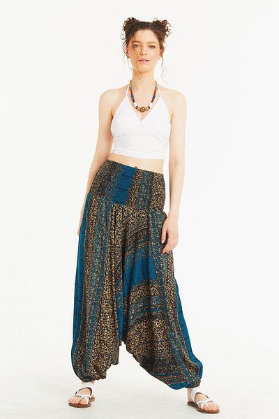 Los banditos Pantaloni largi boemi cu model de plasture, cu detaliu în talie