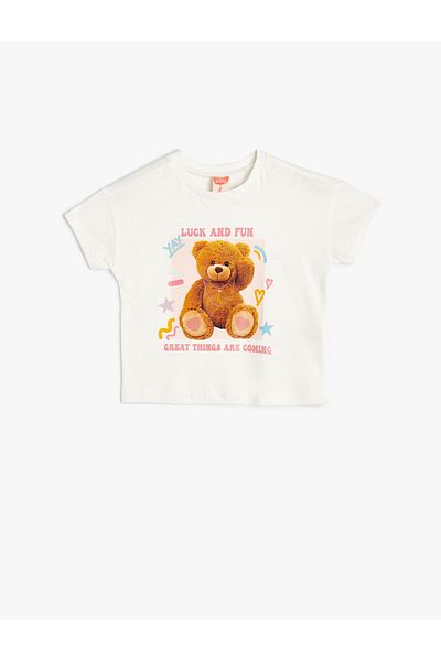 Koton T-Shirt Teddy Bear Printed Short Sleeve Crew Neck Cotton