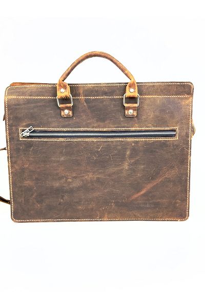 Rse Leather Goods حقيبة كمبيوتر محمول من الجلد الطبيعي بتصميم عتيق - صناعة يدوية بالكامل