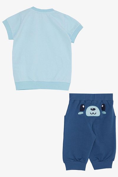 Breeze 9-3 Years Baby Boy Capri Set - Cute and Embroidered, Light Blue