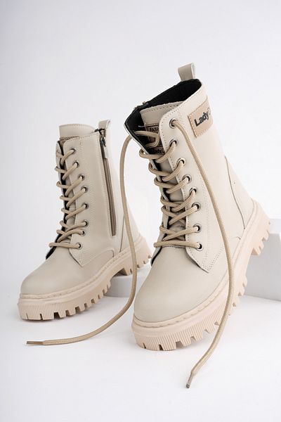 McDark Kids Boots Beige Girl's Zippered Boots