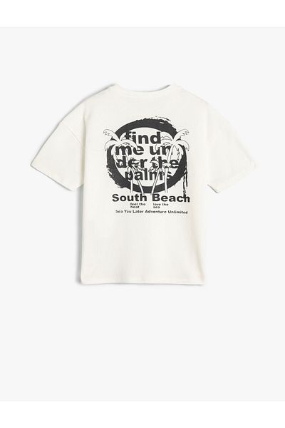 Koton Βαμβακερό κοντομάνικο μπλουζάκι - Crew Neck, Slogan Printed