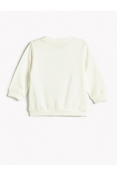 Koton Sweatshirt Swan Printed Rose Gold Crew Neck Cotton