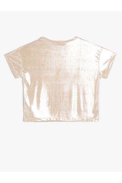 Koton Crew Neck Shiny Short Sleeve Blouse