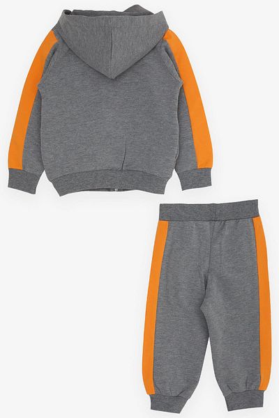 Breeze 1-4 Years Old Boy Tracksuit Set - Teddy Bear Print, Gray Melange